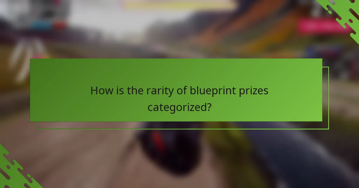 How is the rarity of blueprint prizes categorized?