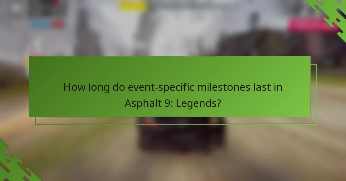 How long do event-specific milestones last in Asphalt 9: Legends?