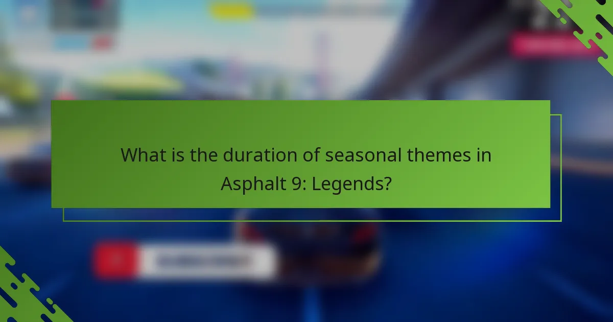 What is the duration of seasonal themes in Asphalt 9: Legends?
